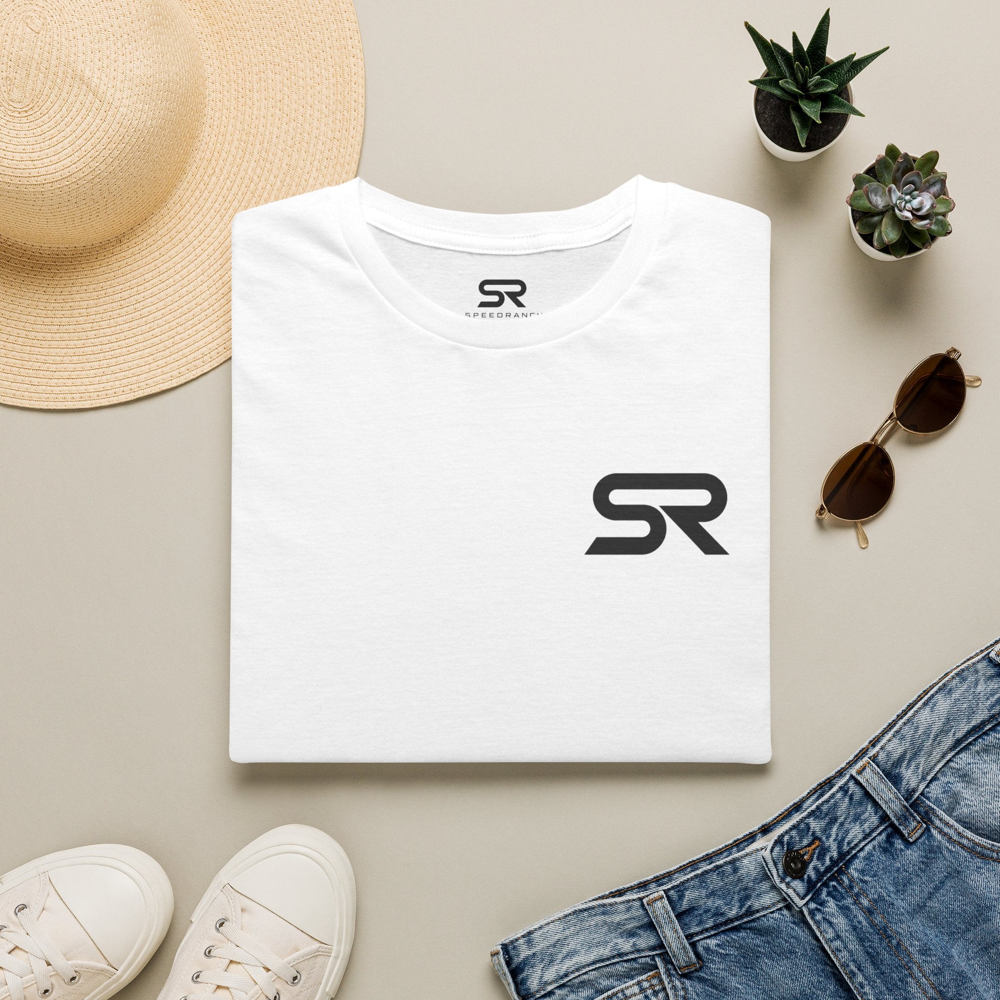 SR Minimal Logo T‑Shirt — Casual Branded Tee for Everyday Wear